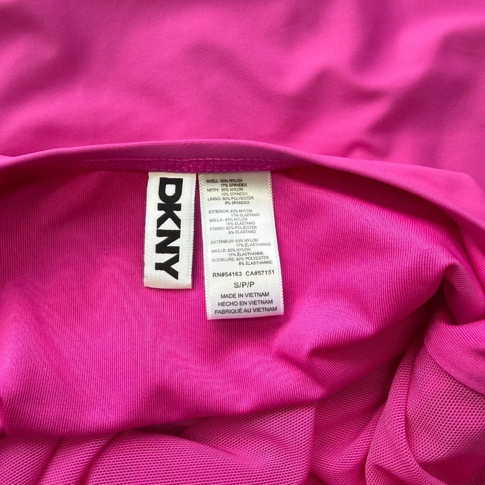 DKNY Womens Standard Triangle Shirred Carnation Pink Halter One Piece Swimsuit - Picture 5 of 8
